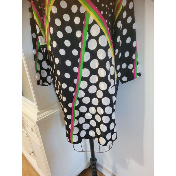 Pat Argenti Silk Dress Vintage Black White Polk A Dot Multicolor Stripes Small - Picture 7 of 9